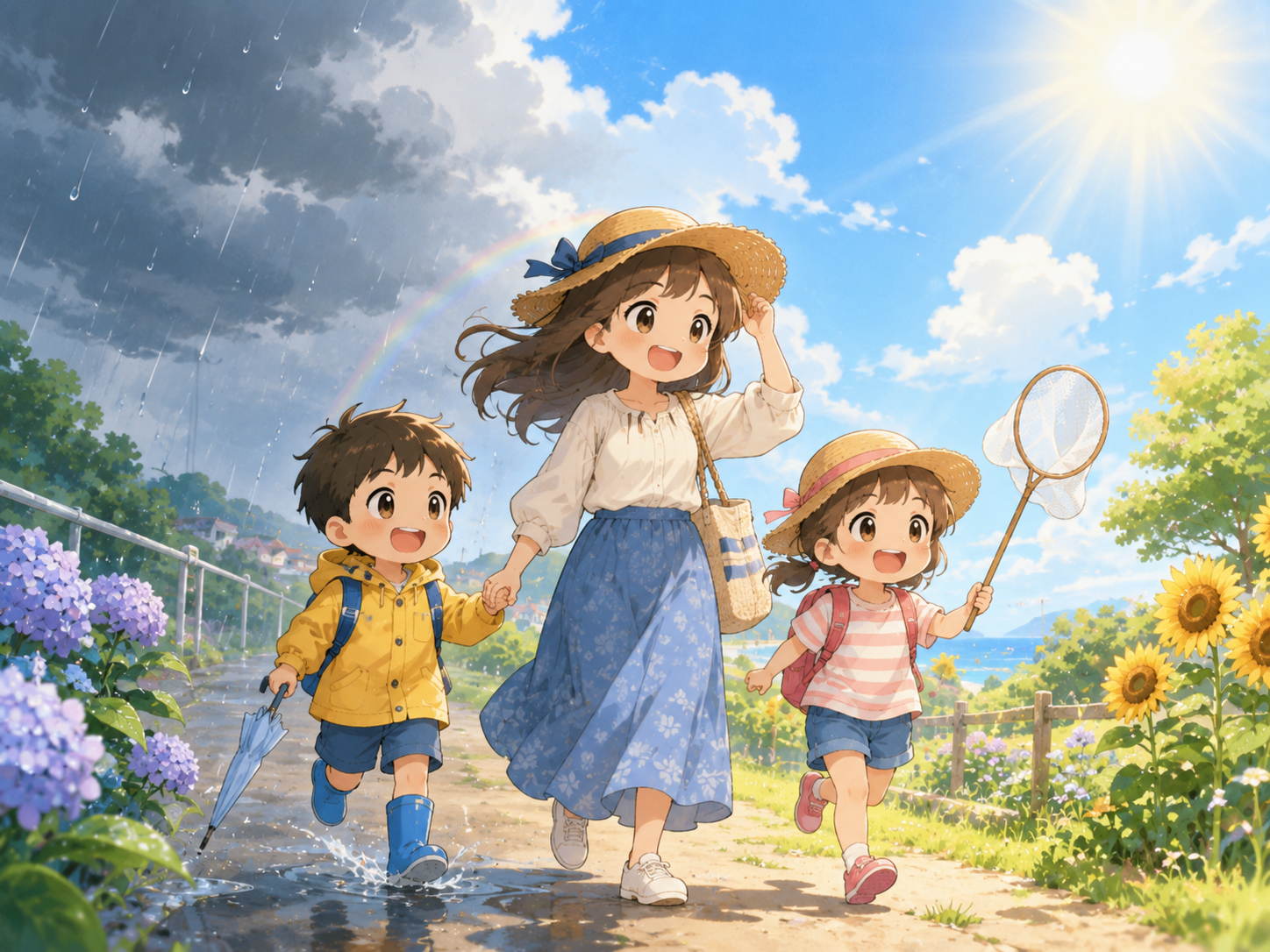 雨から晴れへ・家族の散歩